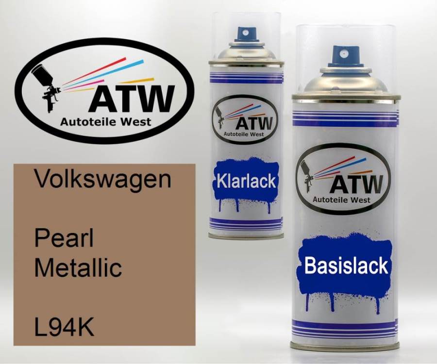 Volkswagen, Pearl Metallic, L94K: 400ml Sprühdose + 400ml Klarlack - Set, von ATW Autoteile West.